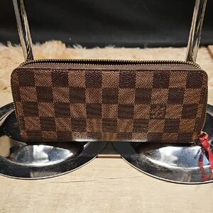 Louis Vuitton Red Textured Wallet Number Stamped Inside